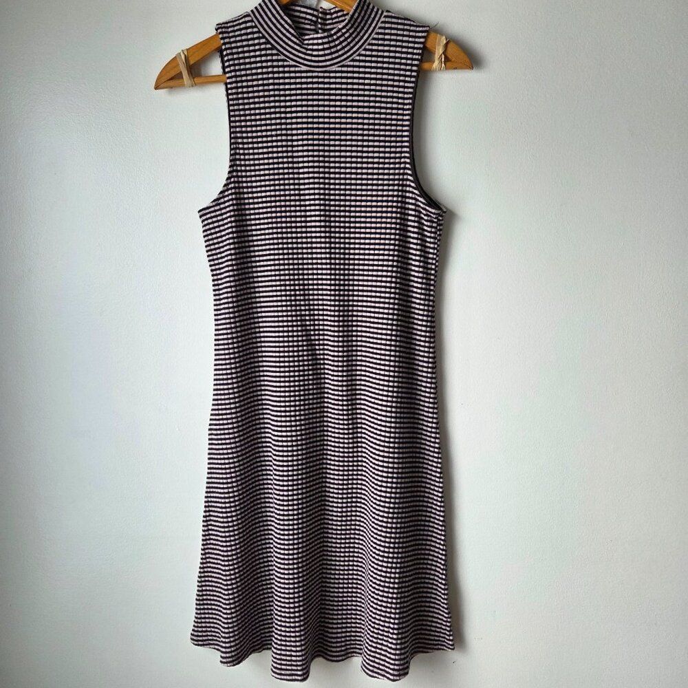 NWT AMERICAN EAGLE OUTFITTERS RIBBED STRIPED HALTER MOCK NECK MINI DRESS SZ M